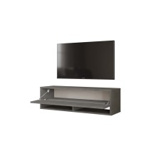 Mueble TV Moderno con 1 Puerta y Estantes en Melamina Color Gris Antracita - 100x31.5x29.6cm